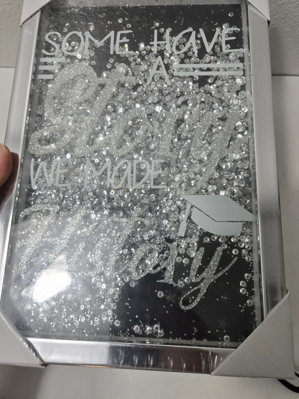 Silver Glitter 'Some Have a Story We Made History' Graduation Frame